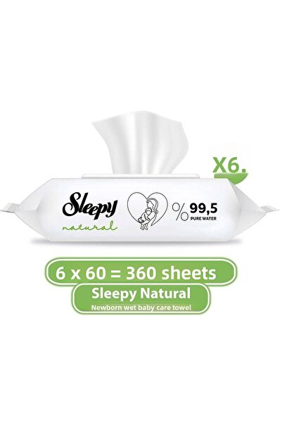 Sleepy مناشف مبللة طبيعية لحديثي الولادة 60 × 6 قطع (360 ورقة)