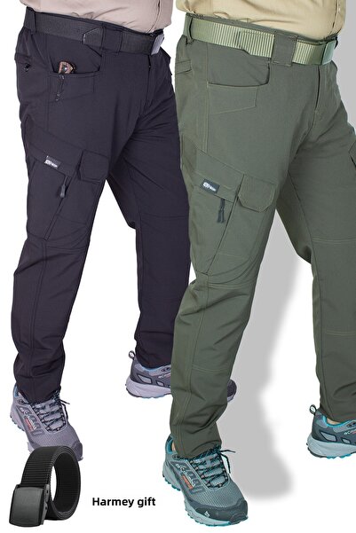 Nikbin قطعتان من السراويل التكتيكية الخارجية ليكرا (صيفية) باللون الأسود والأ...