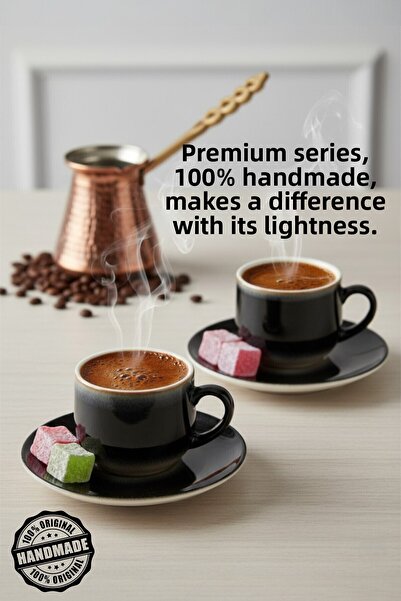 GÜLZE 2 Persons (4 Pieces) Nova Double Coffee Cup (9 Different Colors, 100% Handmade, Special Design)