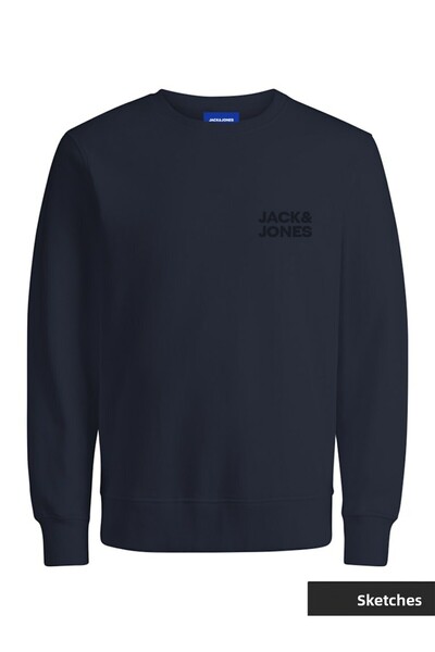 Jack & Jones Erkek Lacivert Jorlogo Sweat Crew Neck Tr Ss25 Суитшърт 12290659-Navyblaze