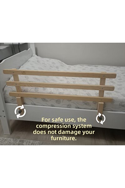 Masal Oyuncak Natural Wooden Baby Child Bed Protection Barrier Guardrail Crib Guardrail 90X45