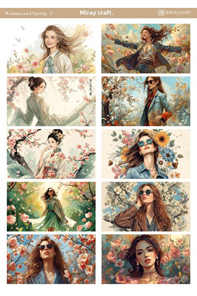 MirayDesign 1 foaie de autocolante cu tematică pentru femei și primăvară, 12*...