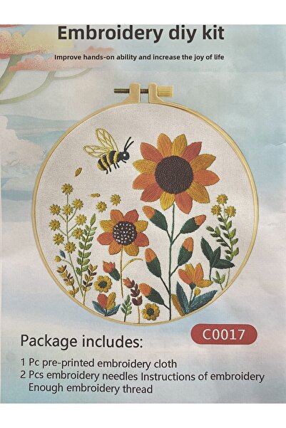 EleganTShoP Kit elegant de broderie în cruce cu etamină imprimată (fir, ac, ț...