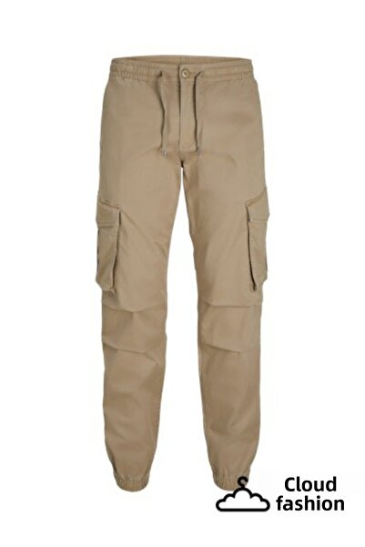 Jack & Jones Ανδρικό καφέ παντελόνι Jpstkane Noah Cuffed Cargo Noos 12242264-Elmwood