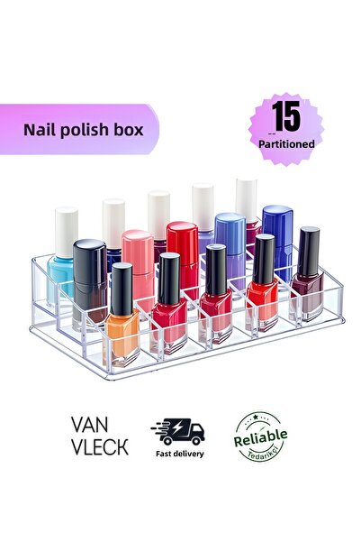 VAN VLECK Διαφανές οργανωτής μακιγιάζ με 15 θήκες – Κουτί για κραγιόν, βερνίκι νυχιών, σκιά ματιών, ρουζ και μακιγιάζ