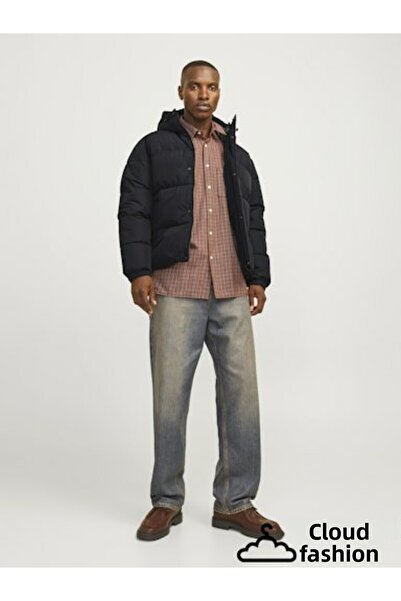 Jack & Jones Men's Black Jjebradley Puffer Hood Sn Coat 12256974-Black