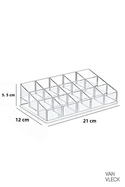 VAN VLECK Διαφανές οργανωτής μακιγιάζ με 15 θήκες – Κουτί για κραγιόν, βερνίκι νυχιών, σκιά ματιών, ρουζ και μακιγιάζ