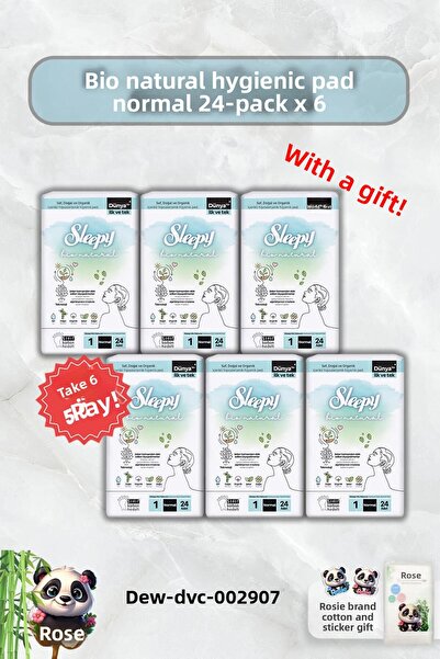 Sleepy اشتري 6 واحصل على 5 فوط صحية طبيعية عضوية عادية 24 قطعة وروزي