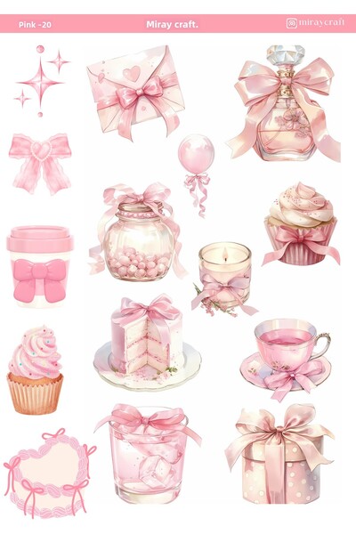 MirayDesign 1 foaie de autocolante cu tematică roz 12*17 cm / Album de însemn...