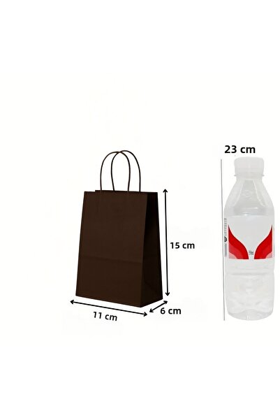 roco paper Комплект мини хартиени торбички с дръжки - 12 броя, за партита, рождени дни, подаръци, 11x15x6 cm, тъмнокафяви