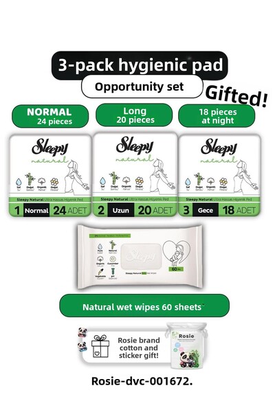 Sleepy مجموعة من 3 فوط صحية طبيعية فائقة الحساسية، مناديل مبللة طبيعية 60 قطع...