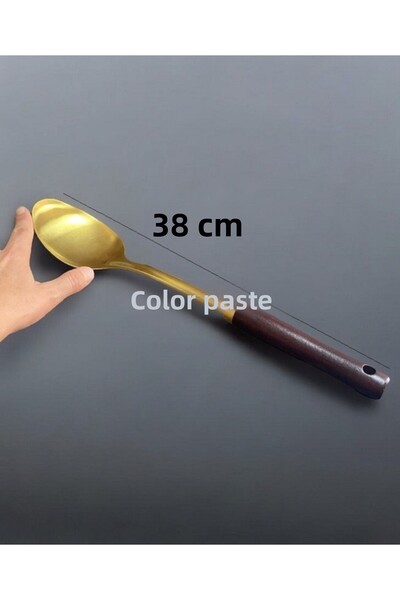 RENK YAPI RÜYASI Large Gold Ladle, 38 cm Spoon Ladle, Multi-Purpose Ladle for Presentation, Serving, Cooking, Stylish, Simple, High Quality.