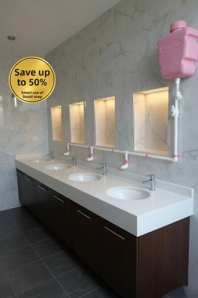 hilal kimya نظام توزيع الصابون المركزي مع خزان - سعة 10 لتر، 3 صنابير، زر ضغط...