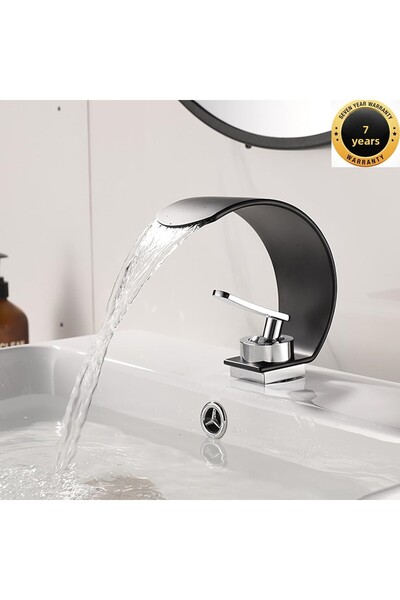 OEM Bathroom Sink Faucet Black/Chrome Waterfall Imported New Oval Design with...