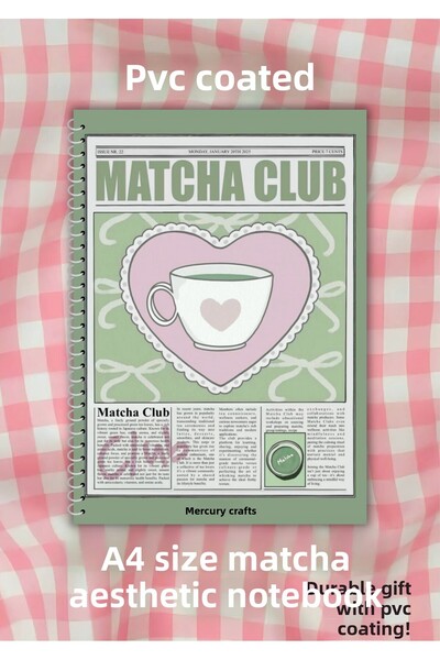 merccuri crafts A4 Spiral Aesthetic School Notebook 50 Sheets - Checkered - Pvc Coated Waterproof Hard Cover