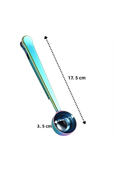 Go İthalat Latched Coffee Measuring Spoon Colorful Multifunctional Stainless Steel Spoon (5273)