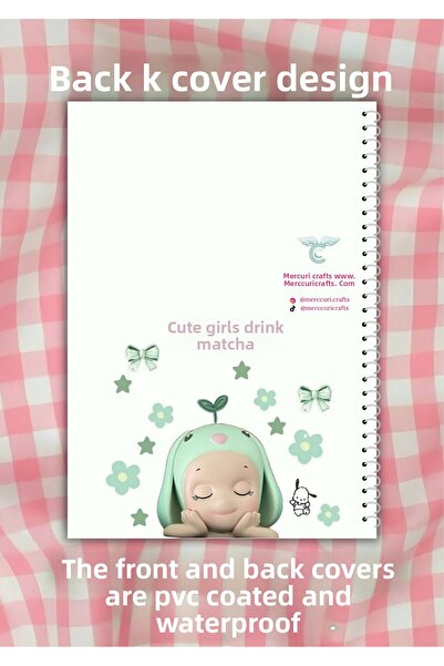 merccuri crafts A4 Spiral Aesthetic School Notebook 50 Sheets - Lined - Pvc Coated Waterproof Hard Cover