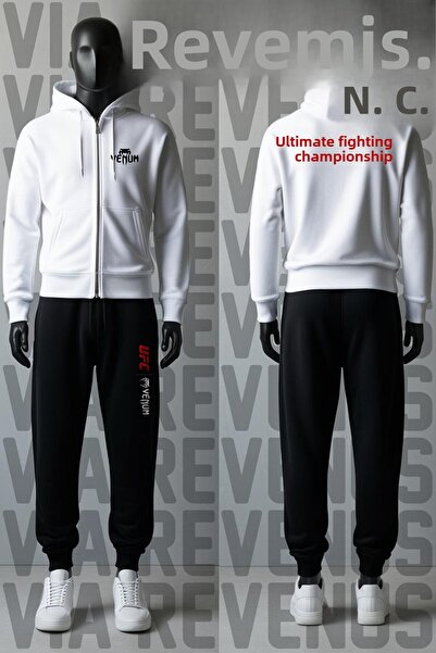 Vordevia Ufc Printed Zipper Hooded Tracksuit Set