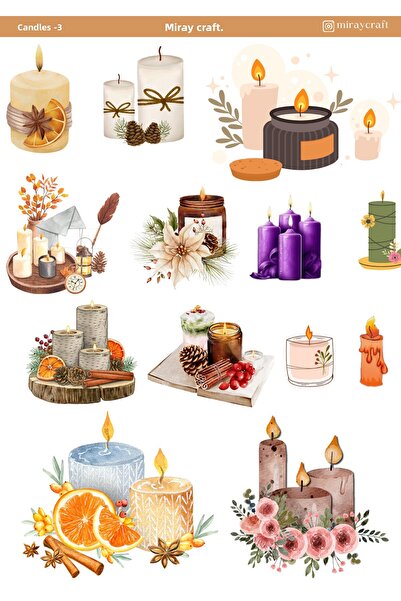 MirayDesign 1 φύλλο αυτοκόλλητο με θέμα το κερί 12*17 εκ. / Σημειωματάριο, ημ...