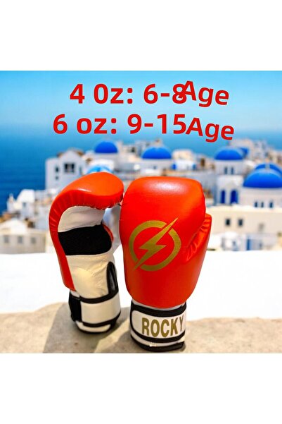 Gök Sports Rocky Children's Boxing Kickboxing Muay Thai Gloves 4-6-8 oz Cylinder Sports Bag Set with Shoulder Strap