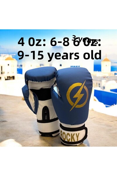 Gök Sports Rocky Children's Boxing Kickboxing Muay Thai Gloves 4-6-8 oz Cylinder Sports Bag Set with Shoulder Strap