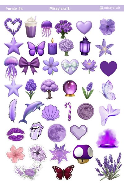 MirayDesign 1 foaie de autocolante tematice de culoare violetă de 12*17 cm pe...