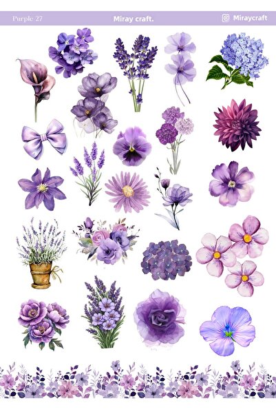 MirayDesign 1 foaie de autocolante tematice de culoare violetă de 12*17 cm pe...