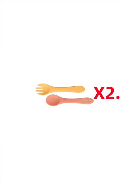 Porland Fancy Hardal&Dusty Clay Baby Training Fork and Spoon Set of 2