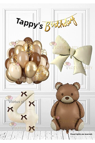 LOTUS PARTY Set de naștere cu fundă Ursuleț maro cu panglică Număr cremă Fund...