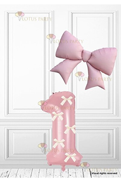 LOTUS PARTY Λευκό χρώμα Φιόγκος Ροζ Χρώμα Μπαλόνι με Αριθμό Ροζ Χρώμα Φιόγκος...