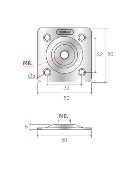 Vera Hediyelik Eşya Picior de canapea din lemn de culoare nuc Picior de bază pentru unitate TV Lungime: 8Cm/Diametru: 7Cm 3301000000878