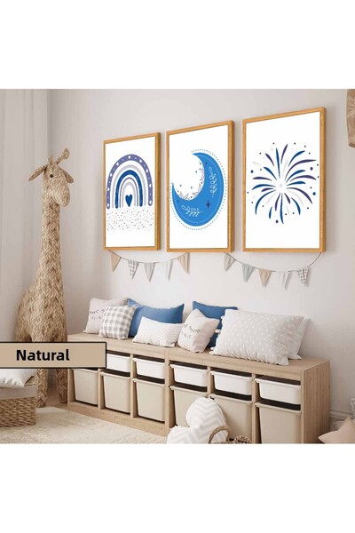 Harika bir ev Camera copiilor Living Room-Minimalist Modern Boho TEMĂ ALBASTR...