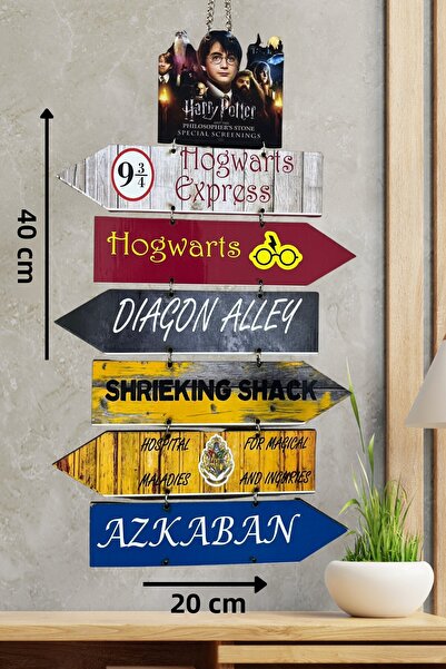 DURUSA Semn de direcție decorativ din lemn Harry Potter – Ornament de perete ...