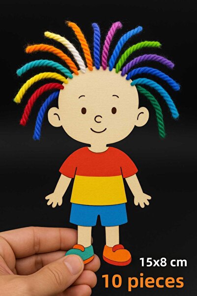 birlazer Cute Boys Colorful Wood Painting – Preschool DIY Activity and Art Activity 10 Pieces