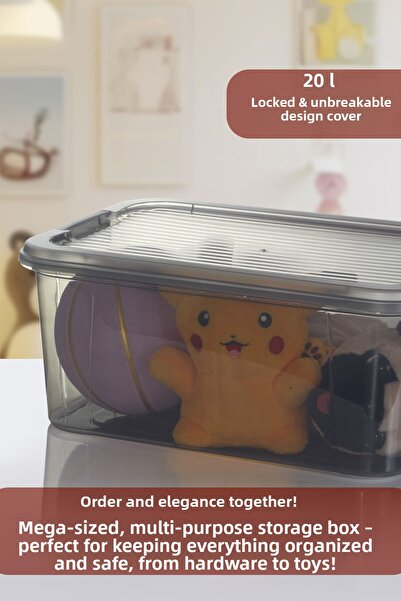 MOİ 20 Lt Multibox Storage Container - Multi-Purpose Organizer with Lockable Lid Pantry Storage Storage Box