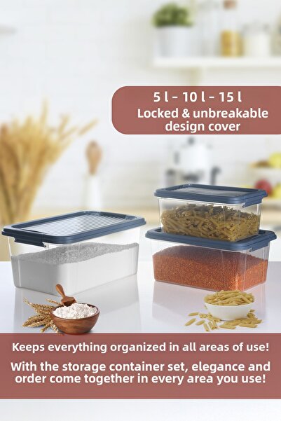 MOİ 3-Pack Organizer Box 5-10-15L Storage Container - Multi-Purpose Organizer Lock Lid Deep Storage Box