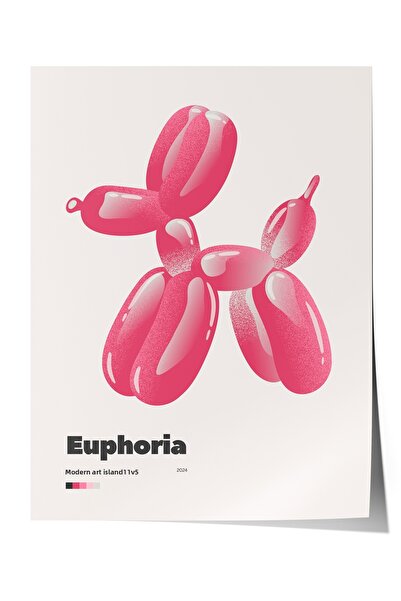 Zestia Poster fără ramă, Câine cu balon roz, Poster decorativ pentru camera t...