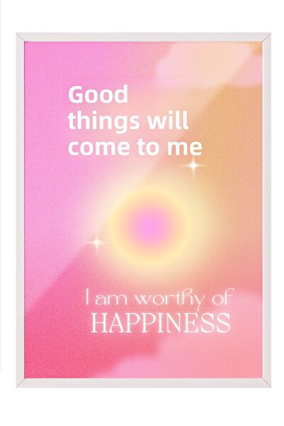 Zestia Πίνακας με λευκό πλαίσιο, Η ευτυχία μου έρχεται, Διακοσμητική αφίσα γι...
