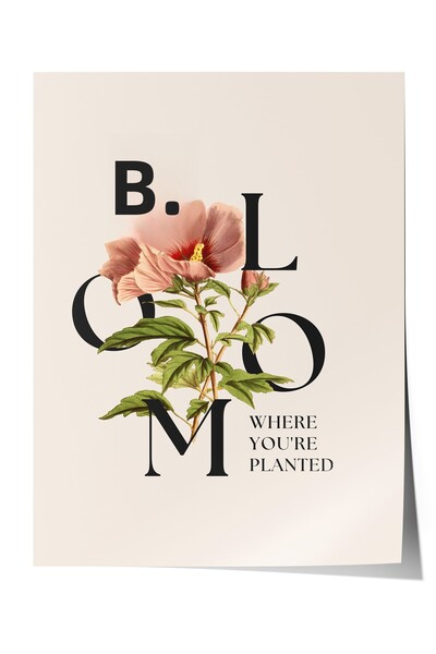 Zestia Poster fără ramă, design tipografic cu flori înflorite, poster decorat...