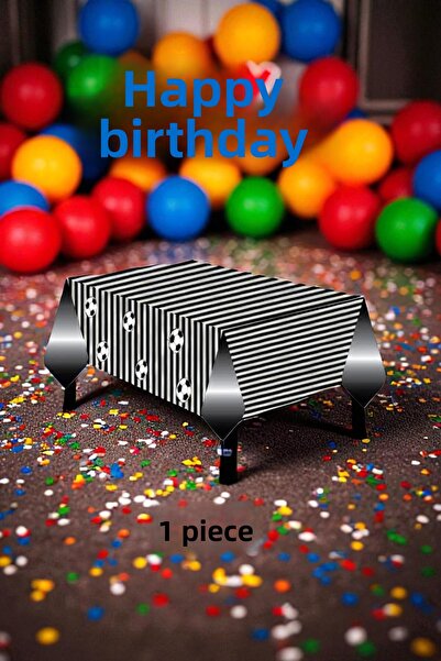 partylady 1 قطعة من مفرش المائدة ذو الطابع الأسود والأبيض - مفرش طاولة للحفلا...