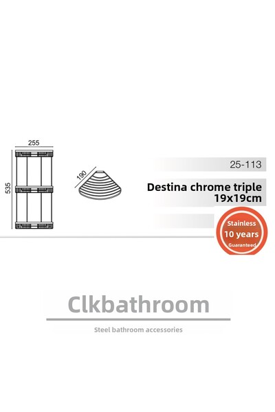 ÇELİK BANYO Destina Triple 19*19 Bathroom Shampoo Dispenser/Angle Holder/Sponge Holder Stainless Steel Black