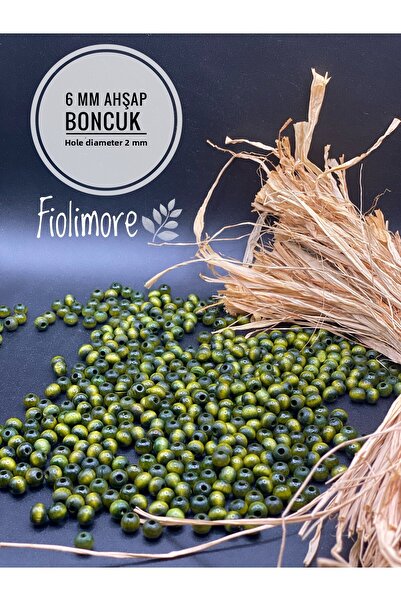 Fiolimore Mărgele din lemn verde kaki de 6 mm (25 grame 175 bucăți) Diametru ...