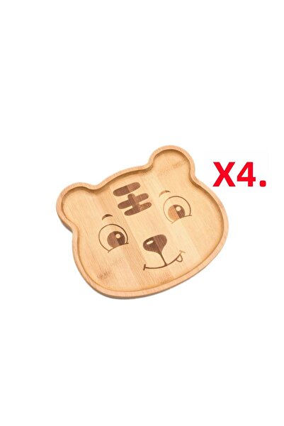 Porland Bamboo Teddy Bear Food Plate Set of 4