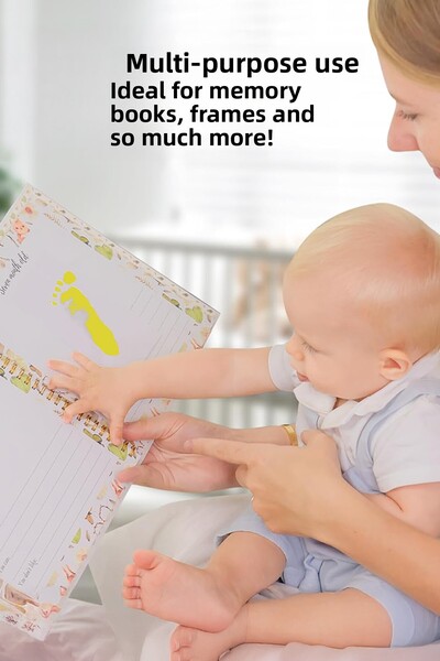 Moky Design Non-Contact Baby Hand Footprint Printing Kit with Yellow Ink, Baby Shower, Gender Reveal Party Favors