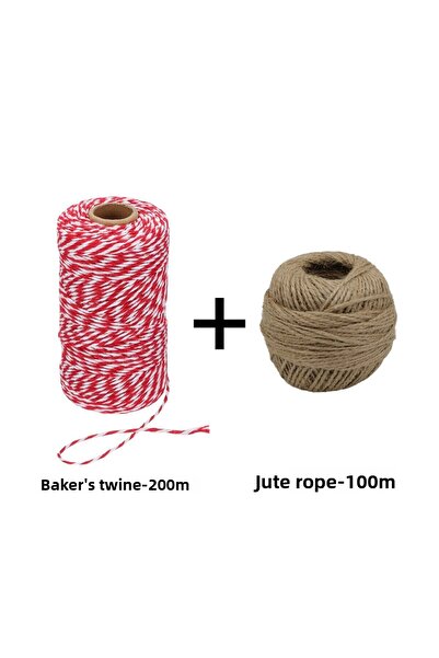 roco paper Red White Twine Baker(200 m) and Jute Twine(100 m) Set |   Gift Wrapping, Packaging and Decorative Strings