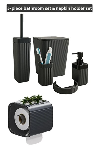 Buclee Set de baie din 6 piese - Set de baie elegant și modern - Dozator de s...