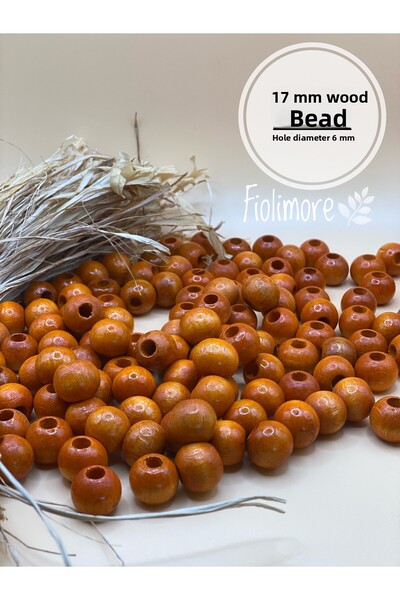 Fiolimore Mărgele din lemn portocaliu de 17 mm (50 gr 32 bucăți) Diametru gau...