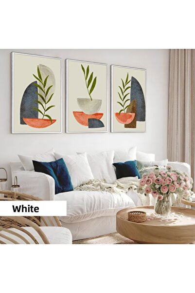 Harikabirev Children's Room Living Room-Minimalist Modern Bohemian Green-Pink 02 | Wooden Framed 3-Piece Mdf Ahmdf