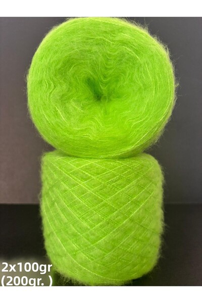 Ana&Kuzusu İplik خيط محبوك سميك (شعر كثيف) من الموهير باللون الأخضر النيون 20...