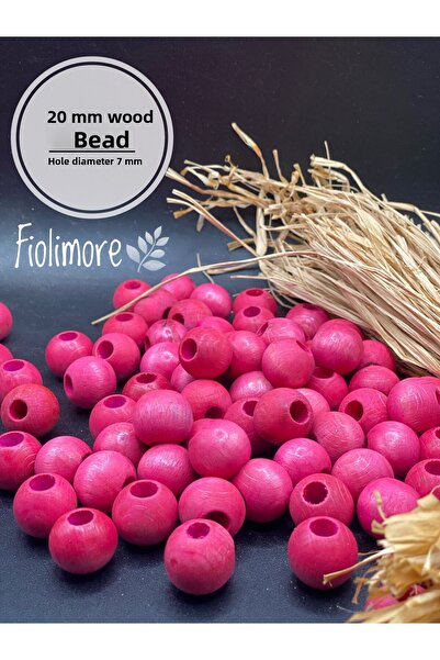 Fiolimore Mărgele din lemn roz de 20 mm (50 gr 23 bucăți) Diametru gaură larg...